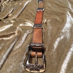 Brighton multi color leather silver belt